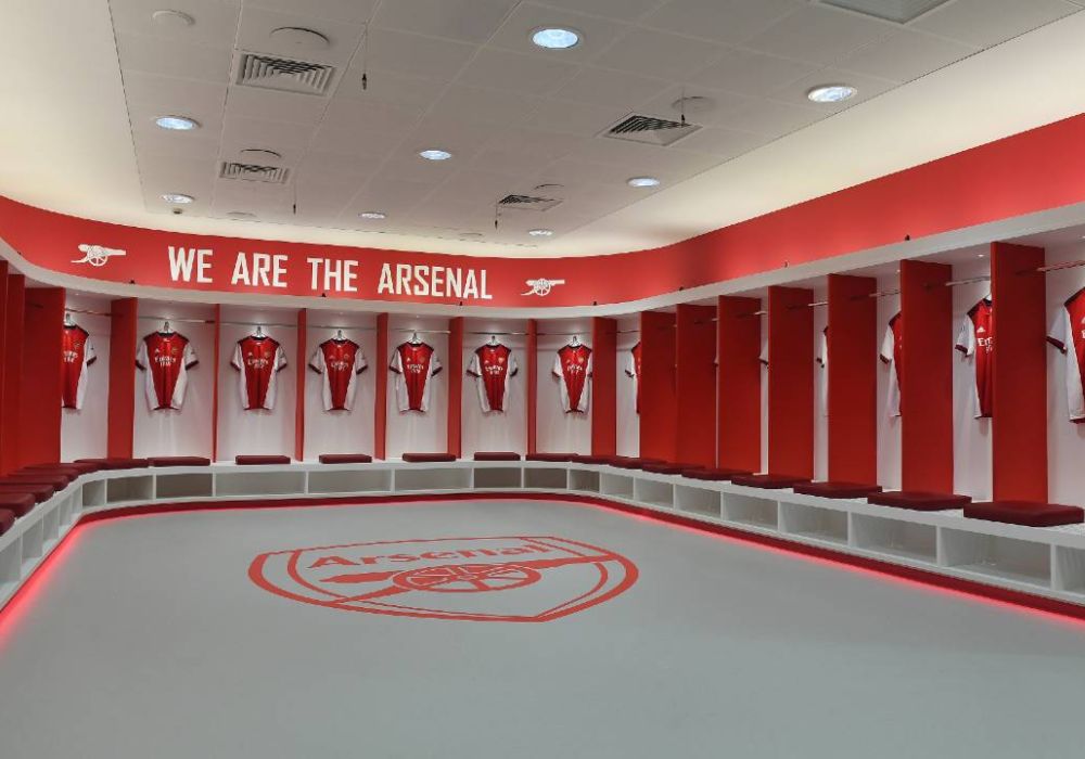 Spogliatoio dell'Arsenal durante l'Emirates Stadium Tour