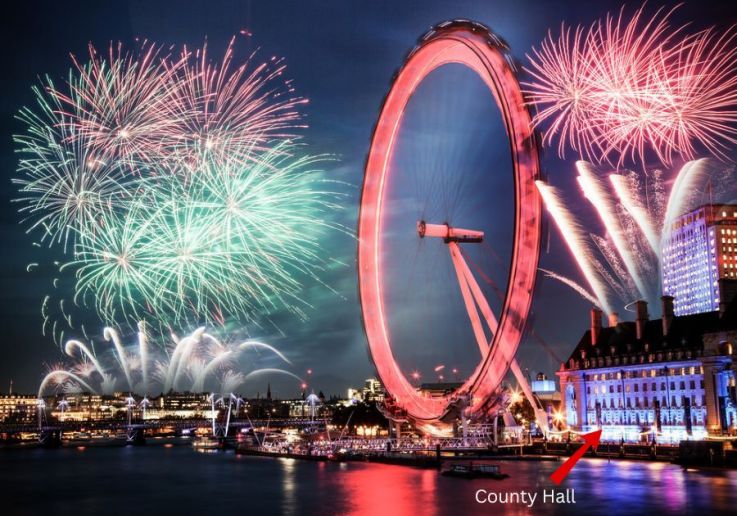 Capodanno 2026 al County Hall con vista sui fuochi del London Eye