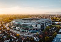 Vista panoramica dall’alto dell’Allianz Stadium e dell’area circostante.
